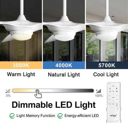 6 velocità 52 pollici soffitto ventilatore di illuminazione con controllo vocale remoto e APP