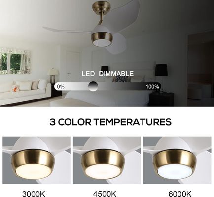 Ventilatore di soffitto bianco intelligente con 6 velocità regolabili e controllo vocale