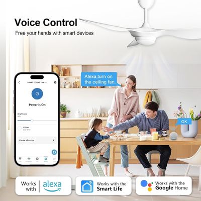 6 velocità 52 pollici soffitto ventilatore di illuminazione con controllo vocale remoto e APP