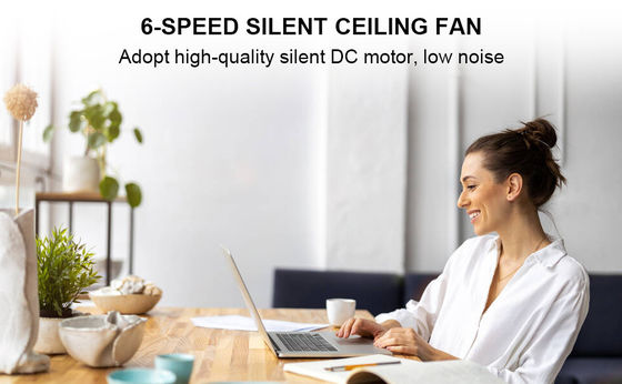 Ventilatore di soffitto bianco intelligente con 6 velocità regolabili e controllo vocale