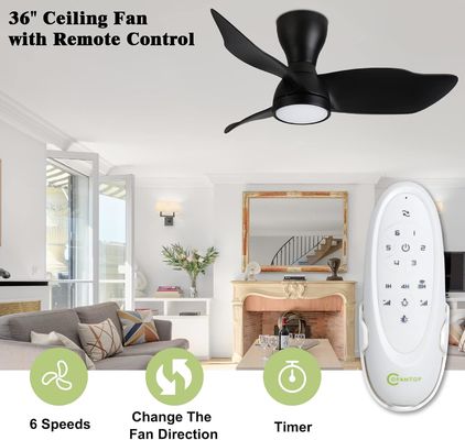 Elegante ventilatore di soffitto a motore a corrente continua da 36 pollici con controllo intelligente e Alexa / Google Assistant compatibile