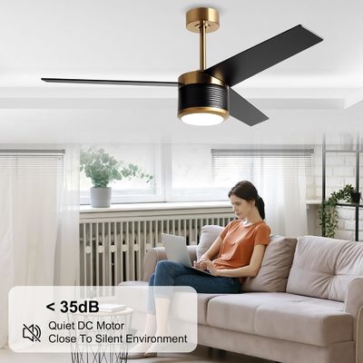 Ventilatore di soffitto WIFI intelligente in bianco nero oro 52 pollici piena luminosità