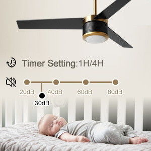 Ventilatore di soffitto WIFI intelligente in bianco nero oro 52 pollici piena luminosità