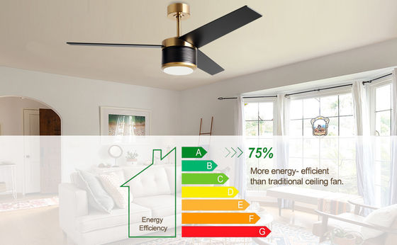Ventilatore di soffitto WIFI intelligente in bianco nero oro 52 pollici piena luminosità