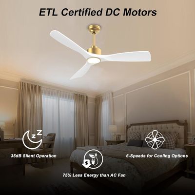 52 Ventilatore di soffitto con luci ABS scure Bianco caldo Bianco naturale Bianco fresco Bianco