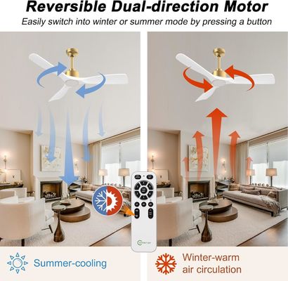 52 Ventilatore di soffitto con luci ABS scure Bianco caldo Bianco naturale Bianco fresco Bianco