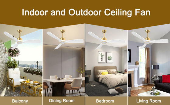 52 Ventilatore di soffitto con luci ABS scure Bianco caldo Bianco naturale Bianco fresco Bianco