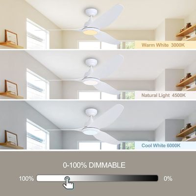 Ventilatore di soffitto silenzioso da 56 pollici con motore a corrente continua e illuminazione