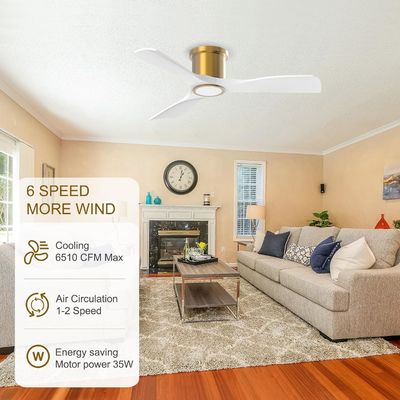 Ventilatore di soffitto da 52 pollici nero 3000K con motore a corrente continua reversibile a bassa efficienza