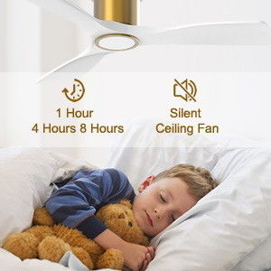Ventilatore di soffitto da 52 pollici nero 3000K con motore a corrente continua reversibile a bassa efficienza