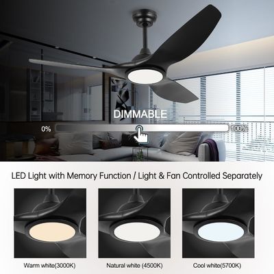 Ventilatore da 52 pollici con luce 3 colori temperatura per camera da letto CFM alto ventilatore di soffitto