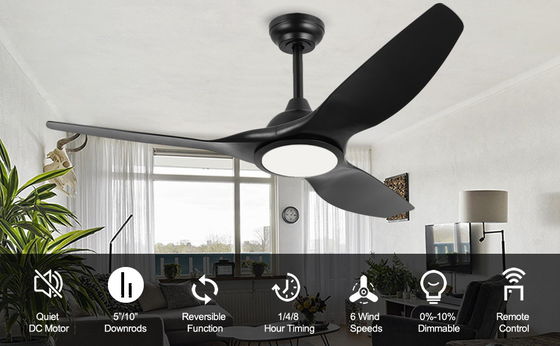 Ventilatore da 52 pollici con luce 3 colori temperatura per camera da letto CFM alto ventilatore di soffitto