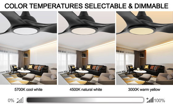 Ventilatore da 52 pollici con luce 3 colori temperatura per camera da letto CFM alto ventilatore di soffitto