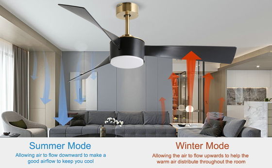 Intelligente risparmio energetico 52 pollici soffitto ventilatore illuminazione in nero