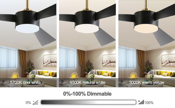 Intelligente risparmio energetico 52 pollici soffitto ventilatore illuminazione in nero