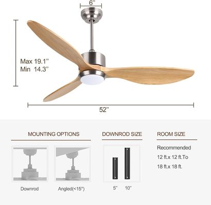 Ventilatore da soffitto bianco nero oro 52 con motore a corrente continua a 6 velocità