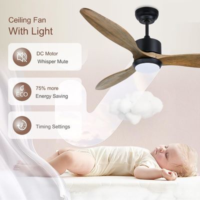 Ventilatore moderno da 52 pollici con luce per 12 piedi * 12 piedi a 17 piedi * 17 piedi