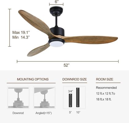 Ventilatore moderno da 52 pollici con luce per 12 piedi * 12 piedi a 17 piedi * 17 piedi