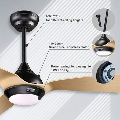 Ventilatore di soffitto da 52 pollici Design ottimizzato Downrod esterno montato Ventilatore di soffitto con luce