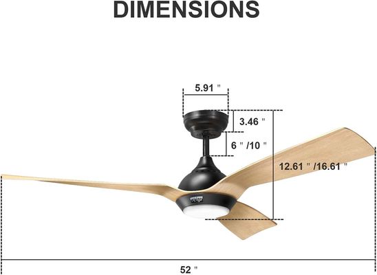 Ventilatore di soffitto da 52 pollici Design ottimizzato Downrod esterno montato Ventilatore di soffitto con luce