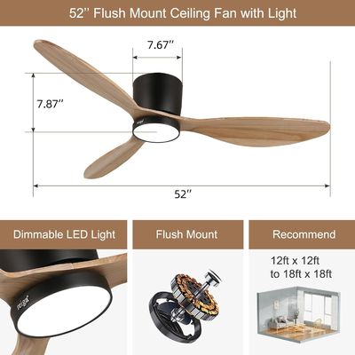 Illuminazione a ventilatore da soffitto da 52 pollici con funzione di risparmio energetico