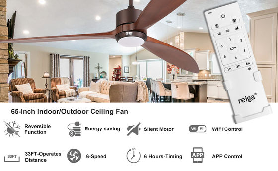 65 Luce di ventola da soffitto contemporanea con controllo vocale e luce a LED dimmabile