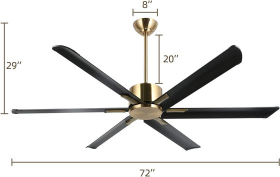 Ventilatore di soffitto intelligente da 72 pollici con luci in finitura nera/bianca/oro