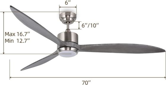 Ventilatore di soffitto silenzioso a motore a corrente continua con controllo APP intelligente luce LED dimmabile a 3 colori e 6 velocità di scelta