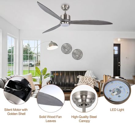 Ventilatore di soffitto silenzioso a motore a corrente continua con controllo APP intelligente luce LED dimmabile a 3 colori e 6 velocità di scelta