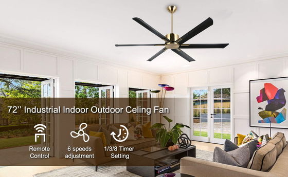 Ventilatore di soffitto intelligente da 72 pollici con luci in finitura nera/bianca/oro
