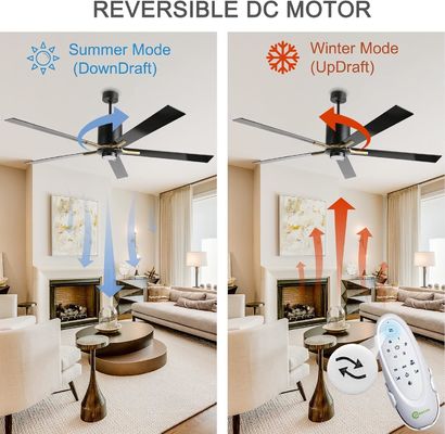 Bianco motore a corrente continua blade silenzioso ventilatore di soffitto luce 72 pollici con 3 velocità di cambio colore