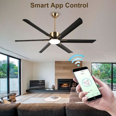 Ventilatore di soffitto intelligente moderno da 72 pollici con luce in ABS bianco