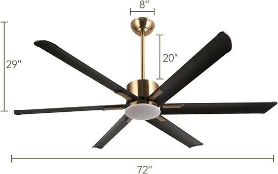 Ventilatore di soffitto intelligente moderno da 72 pollici con luce in ABS bianco