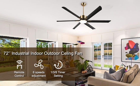 Ventilatore di soffitto intelligente moderno da 72 pollici con luce in ABS bianco