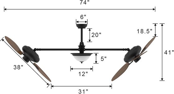 Moderno ventilatore di soffitto intelligente da 86 pollici con kit di luce e motore CC a 3 velocità