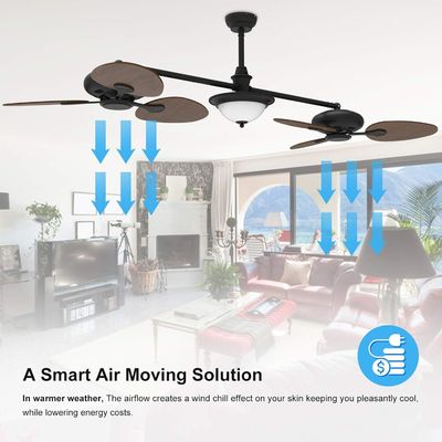 Moderno ventilatore di soffitto intelligente da 86 pollici con kit di luce e motore CC a 3 velocità