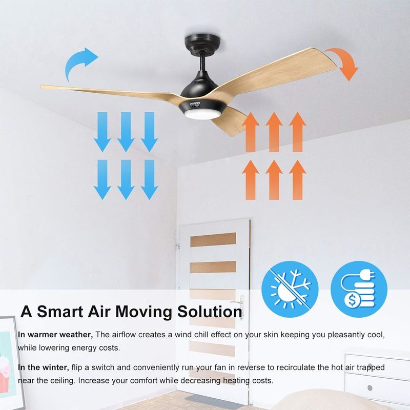 Ventilatore di soffitto da 52 pollici Design ottimizzato Downrod esterno montato Ventilatore di soffitto con luce